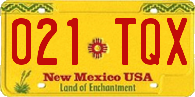 NM license plate 021TQX