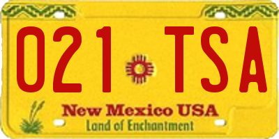 NM license plate 021TSA