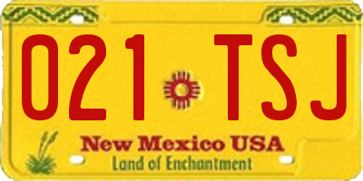 NM license plate 021TSJ