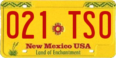 NM license plate 021TSO