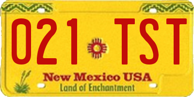 NM license plate 021TST