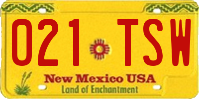 NM license plate 021TSW