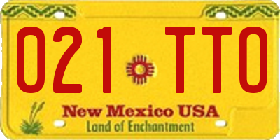 NM license plate 021TTO