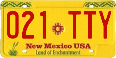 NM license plate 021TTY
