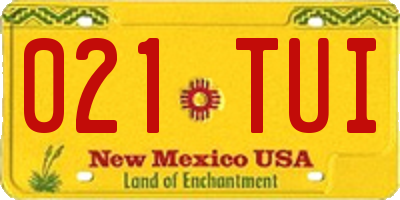 NM license plate 021TUI