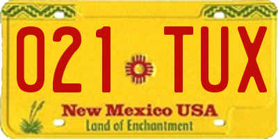 NM license plate 021TUX