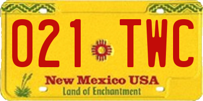 NM license plate 021TWC