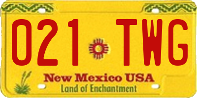 NM license plate 021TWG