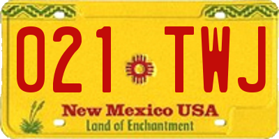 NM license plate 021TWJ