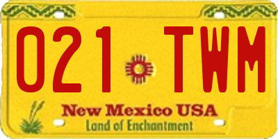 NM license plate 021TWM