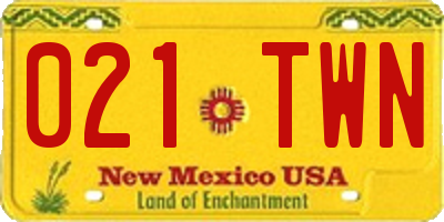 NM license plate 021TWN