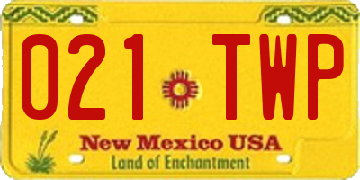 NM license plate 021TWP