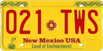 NM license plate 021TWS