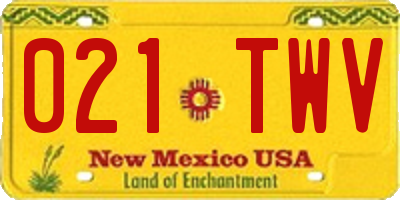 NM license plate 021TWV