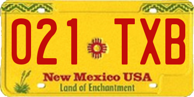 NM license plate 021TXB