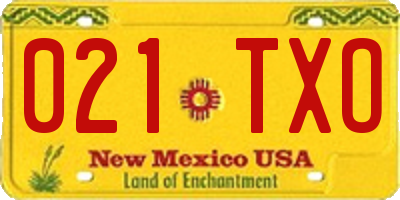 NM license plate 021TXO