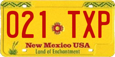 NM license plate 021TXP