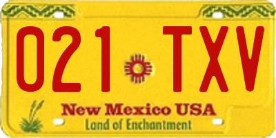 NM license plate 021TXV