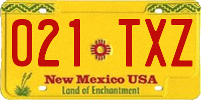 NM license plate 021TXZ