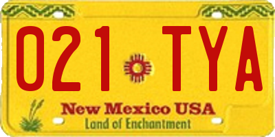 NM license plate 021TYA