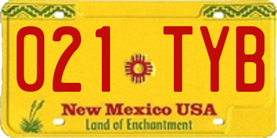 NM license plate 021TYB