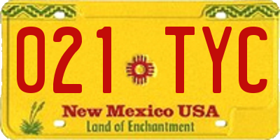 NM license plate 021TYC