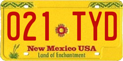 NM license plate 021TYD
