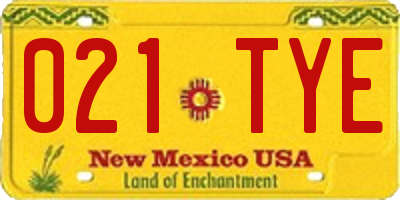 NM license plate 021TYE