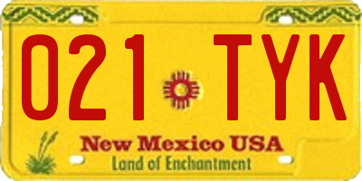 NM license plate 021TYK