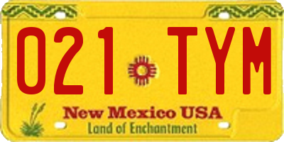 NM license plate 021TYM