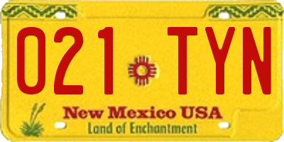 NM license plate 021TYN