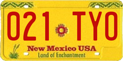 NM license plate 021TYO