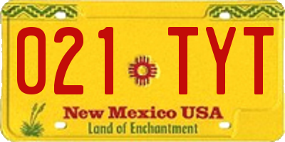NM license plate 021TYT