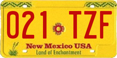 NM license plate 021TZF