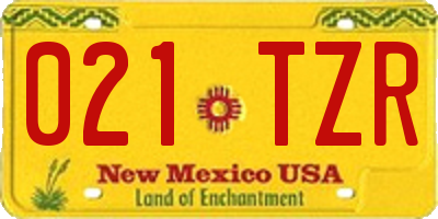 NM license plate 021TZR