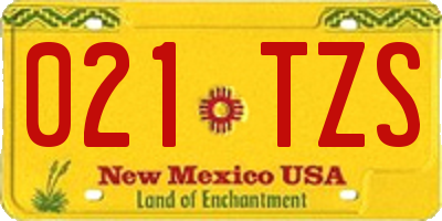 NM license plate 021TZS