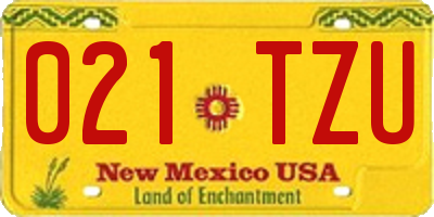 NM license plate 021TZU