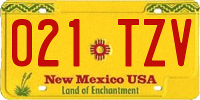 NM license plate 021TZV