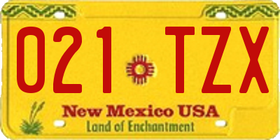 NM license plate 021TZX