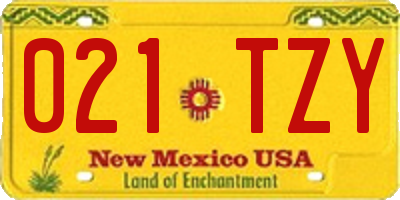 NM license plate 021TZY