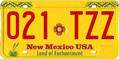 NM license plate 021TZZ