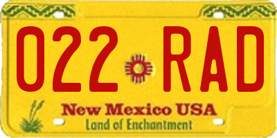 NM license plate 022RAD