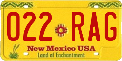 NM license plate 022RAG