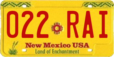 NM license plate 022RAI