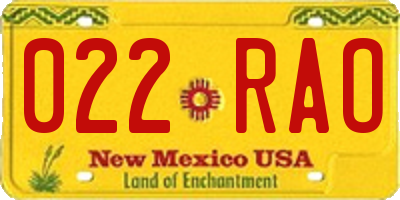 NM license plate 022RAO