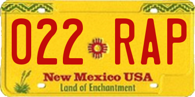 NM license plate 022RAP