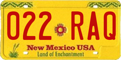 NM license plate 022RAQ
