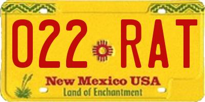 NM license plate 022RAT