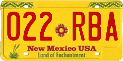 NM license plate 022RBA