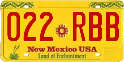 NM license plate 022RBB